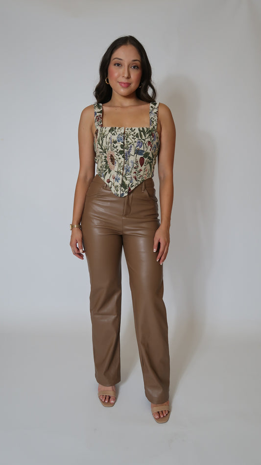 Latte Pu Leather Pants