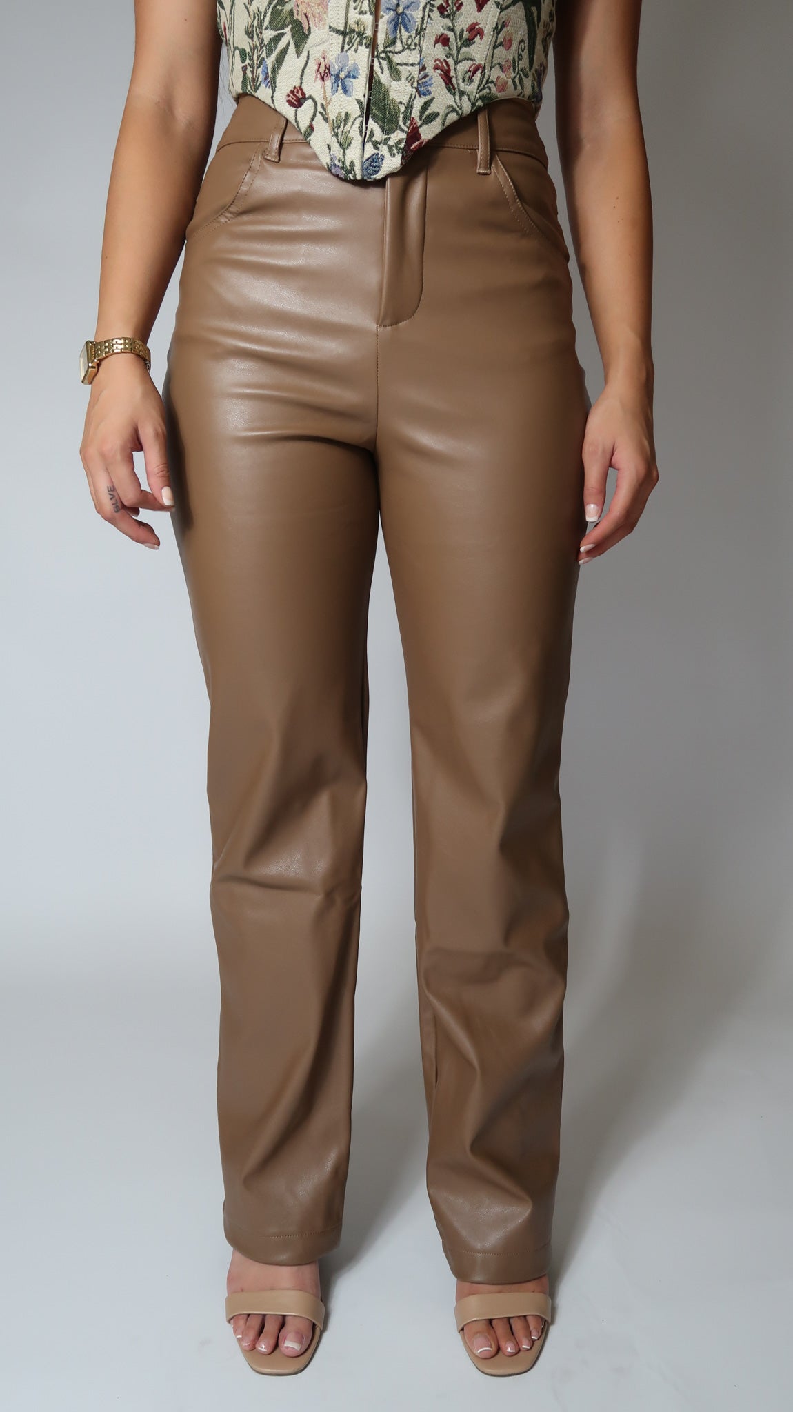 Latte Pu Leather Pants